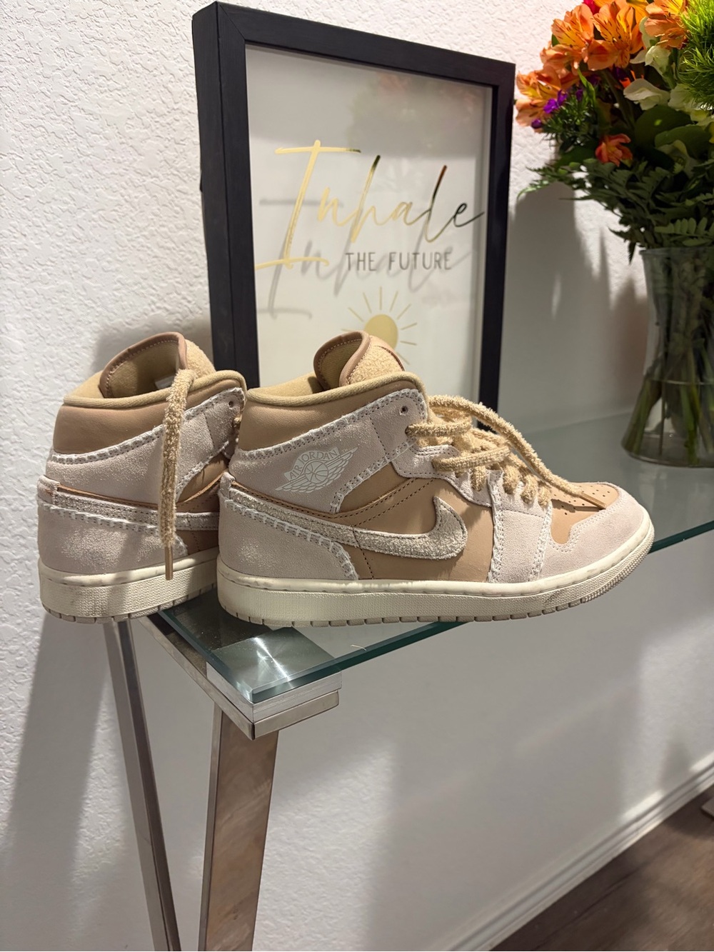 Jordan Women's High-Top Sneakers in Beige and Cream